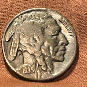 1935 Five Cent Indian Head Buffalo Nickel Liberty Coin 5C USA Vintage
